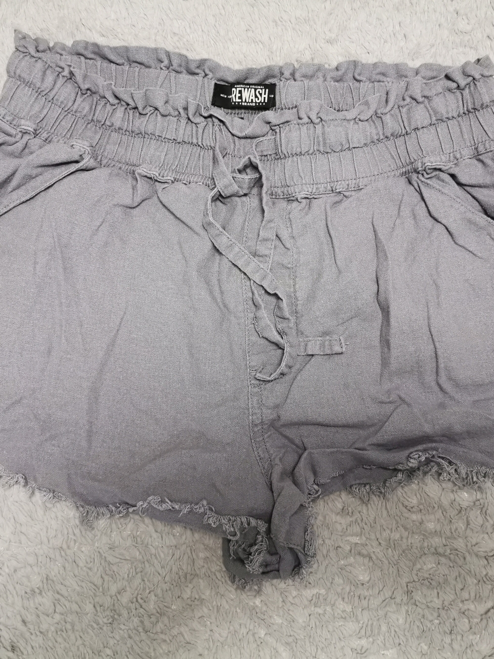 Rewash Women's Light Lavender-Gray Paperbag Waist Shorts